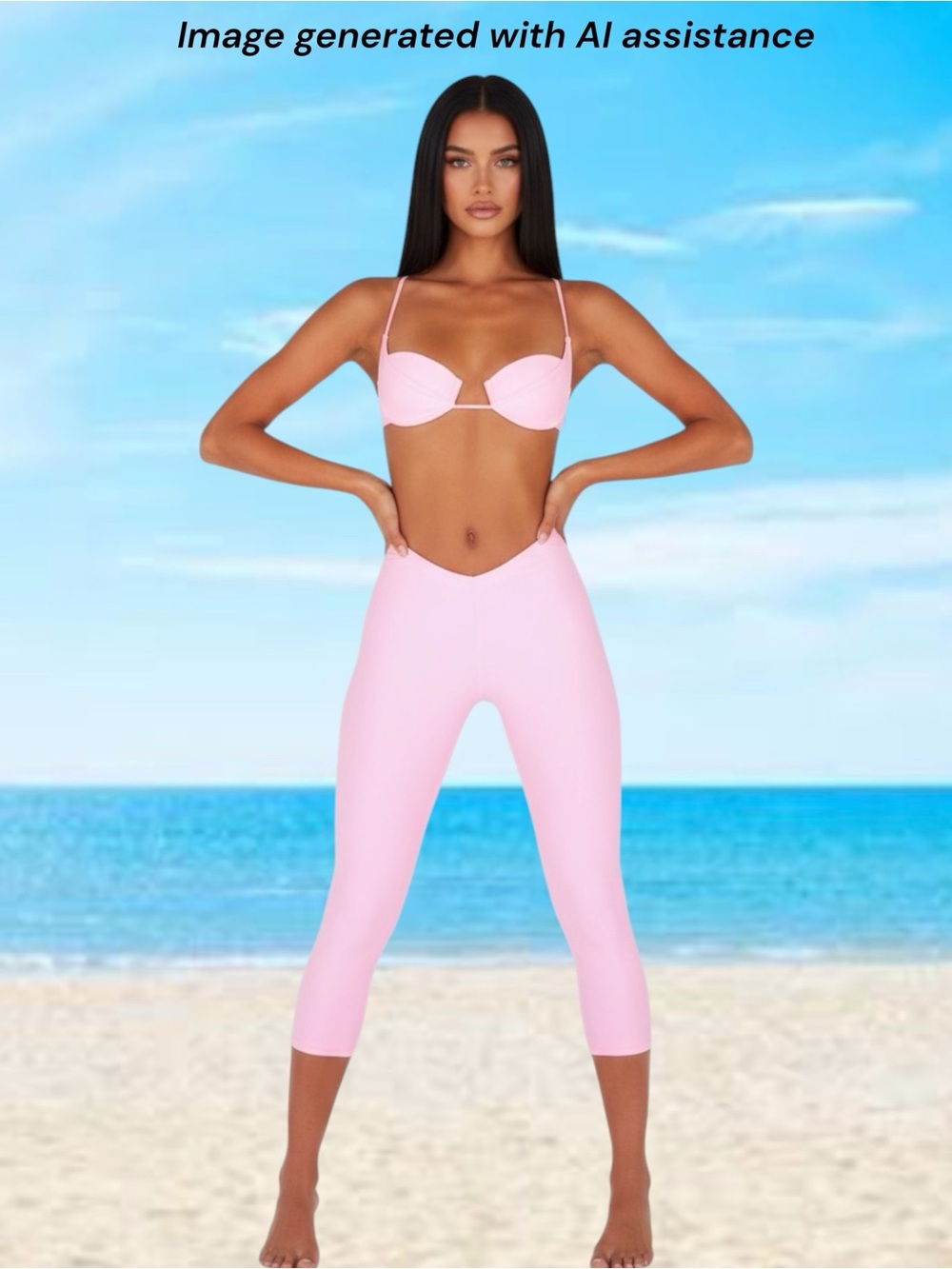 Melissa Simone XS pink daryn bikini top & swim capris